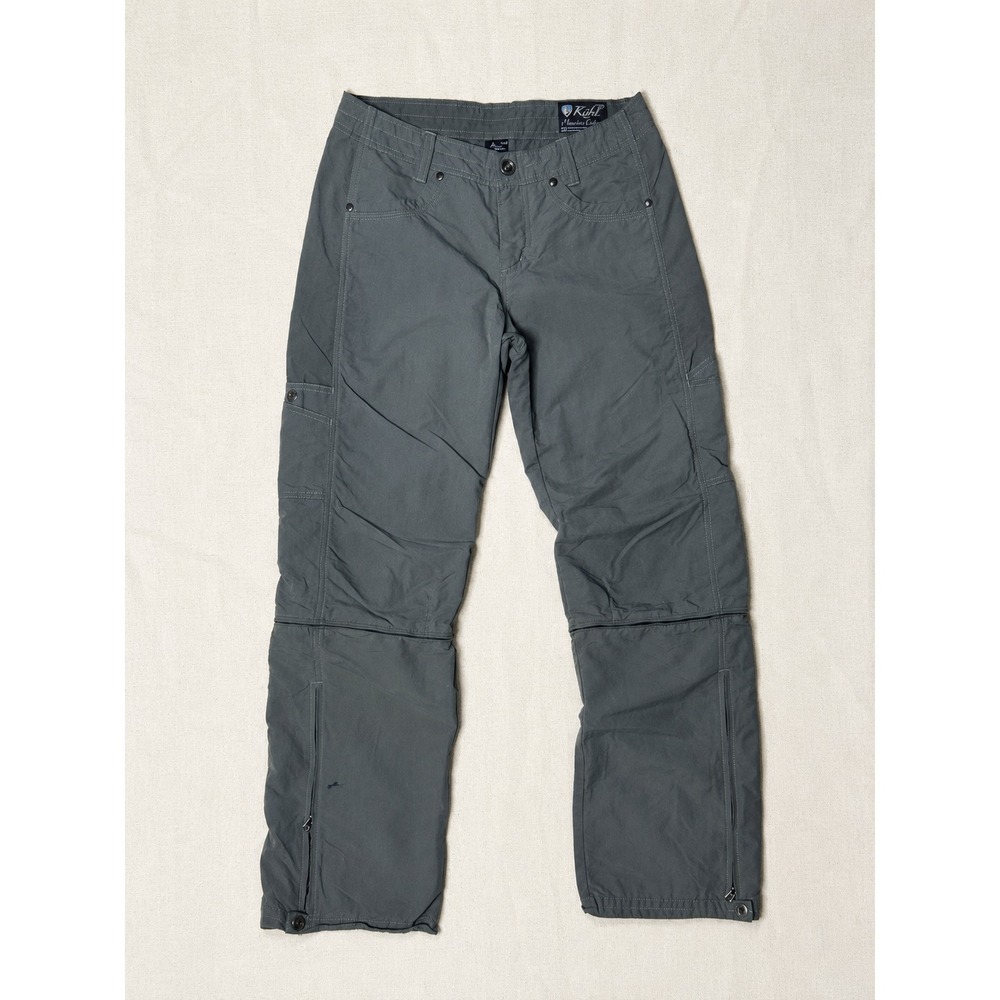 Kuhl Women's Gray Hiking Cargo Pants Size 6 Outdoor Trail Nylon Stretch Zip Hem